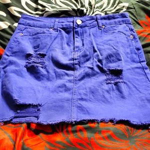 Fashion Purple Distressed Jean Skirt Size 13